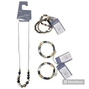 4 NWT Universal Thread Jewelry 1 Necklace 3 Bracelets Genuine Stone Semi…